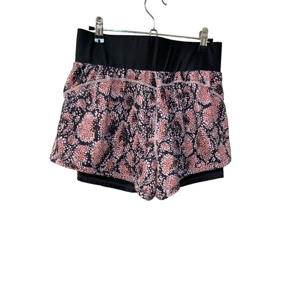 Fabletics Olesia Shine Shorts Womens Medium Pink Black 2 in 1 Compression - Picture 5 of 7